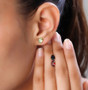 black spinel garnet and peridot set of 3 oval studs in rhodium over sterling silver worn on the ear