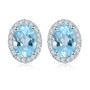 rhodolite garnet and white zircon 7x5mm oval halo earrings in rhodium over sterling silver