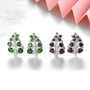 close up of multi gemstone leaf earrings in rhodium over sterling silver