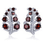 full view of multi gemstone leaf earrings in rhodium over sterling silver