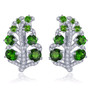 multi gemstone leaf earrings in rhodium over sterling silver