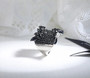 side view of black spinel wide band cluster ring in rhodium over sterling silver