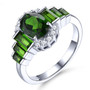 chrome diopside and white zircon ring in rhodium over sterling silver