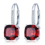 full view of sky blue topaz cushion earrings in rhodium over sterling silver