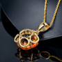 back view of citrine flower cut and diamond pendant necklace in 14k yellow gold