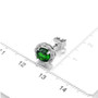 chrome diopside and white zircon round halo earrings in rhodium over sterling silver shown for size comparison