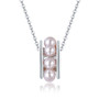 front view of freshwater pearl circle pendant necklace in rhodium over sterling silver