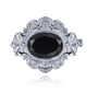 front view of citrine vintage inspired rhodium over sterling silver brooch