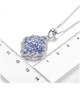 tanzanite cluster necklace in rhodium over sterling silver shown for size comparison