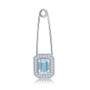 sky blue topaz and white zircon safety pin brooch in rhodium over sterling