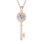 moissanite key pendant necklace in rose gold over sterling silver
