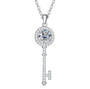 moissanite key pendant necklace in rhodium over sterling silver