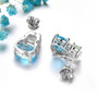back view of swiss blue topaz opal and zircon stud earrings in rhodium over sterling silver