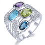 amethyst peridot blue topaz and zircon openwork ring in rhodium over sterling silver