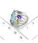 amethyst peridot blue topaz and zircon openwork ring in rhodium over sterling silver shown for size comparison