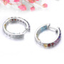 back view of multi gemstone inside outside hoop earrings in rhodium over sterling silver