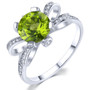 peridot and white zircon bow ring in rhodium over sterling silver