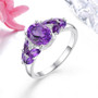 amethyst oval and marquise ring in rhodium over sterling silver shown in a lifestyle photo