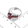 sugarloaf cut hessonite garnet and white zircon ring in rhodium over sterling silver shown for size comparison