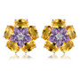 amethyst citrine and white zircon cluster earrings in rhodium over sterling silver