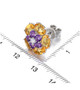 amethyst citrine and white zircon cluster earrings in rhodium over sterling silver shown for size comparison