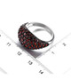 domed garnet band ring in black and white rhodium over sterling silver shown for size comparison