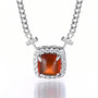 hessonite garnet and white zircon station necklace in rhodium over sterling silver