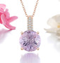 rose de france amethyst necklace in 18k rose gold over sterling silver shown in a lifestyle photo