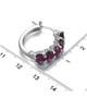 rhodolite garnet hoop earrings in rhodium over sterling silver shown for size comparison