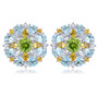peridot citrine blue topaz and zircon cluster stud earrings in rhodium over sterling silver