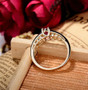 back view of ruby and diamond open work ring in 14k yellow gold