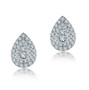 diamond cluster pear stud earrings in 14k white gold