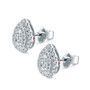 side view of diamond cluster pear stud earrings in 14k white gold