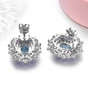 back view of blue topaz amethyst citrine and zircon halo stud earrings in rhodium over sterling silver
