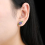opal chrome diopside amethyst and white zircon earrings in rhodium over sterling silver worn on the ear