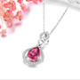 close up of pink tourmaline and diamond 14k white gold pendant necklace