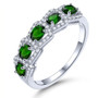 chrome diopside and zircon band ring in rhodium over sterling silver