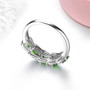 full view of chrome diopside and zircon band ring in rhodium over sterling silver