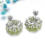 full view of peridot and citrine flower cluster stud earrings in rhodium over sterling silver