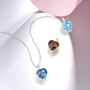 sky blue topaz and diamonds heart pendant necklace in 14k rose gold