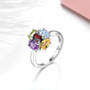 multi gemstone cluster ring in rhodium over sterling silver shown in a lifestyle photo