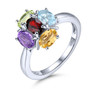 multi gemstone cluster ring in rhodium over sterling silver