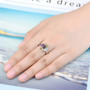 multi gemstone cluster ring in rhodium over sterling silver worn on a hand
