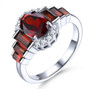 garnet and white zircon ring in rhodium over sterling silver