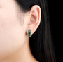 chrome diopside rhodolite garnet and white zircon earrings in rhodium over sterling silver worn on the ear