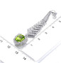 designer peridot and zircon dangle earrings in rhodium over sterling silver shown for size comparison