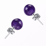 amethyst 6mm round bead ball stud rhodium over sterling silver stud earrings front
