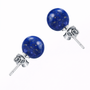 lapis lazuli 6mm round bead ball stud rhodium over sterling silver stud earrings front