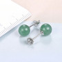 green aventurine 6mm round bead ball stud rhodium over sterling silver stud earrings scale
