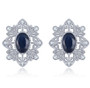 sapphire and white zircon earrings in rhodium over sterling silver